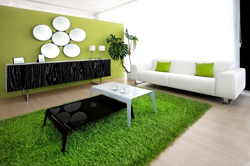 Dịch vụ sơn phòng khách đẹp với họa tiết màu xanh nhạt