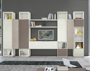 Tủ sách ti vi sau khi ghép hai căn hộ liền kề