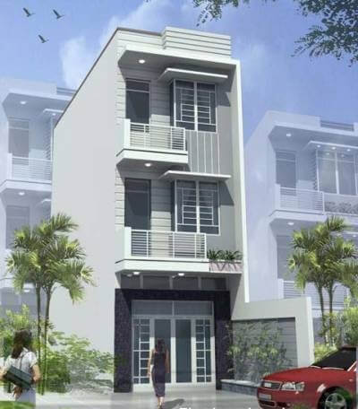 Thiết kế nhà 3 tầng cho gia đình trẻ, hình ảnh mặt tiền căn nhà trẻ trung, hiện đại