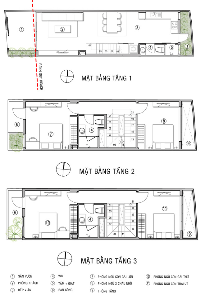 Mặt bằng tầng 1 mẫu thiết kế nhà ống 3 tầng.