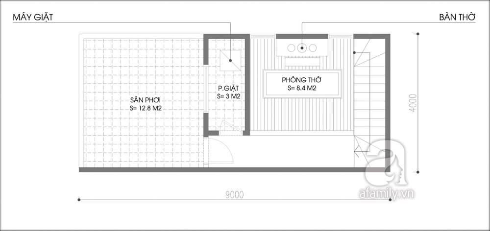 Mặt bằng thiết kế nhà 3 tầng.