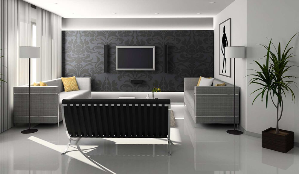 Phòng khách hiện đại sang trọng, trong mẫu thiết kế nhà ống 1 tầng này.