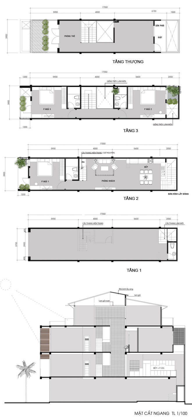 Mặt bằng cải tạo sửa chữa nhà phố.