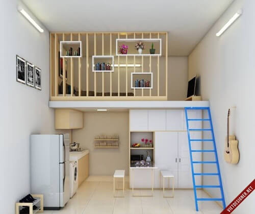 Sau cải tạo phòng trọ 22 m đầy đủ tiện nghi như nhà cao cấp.
