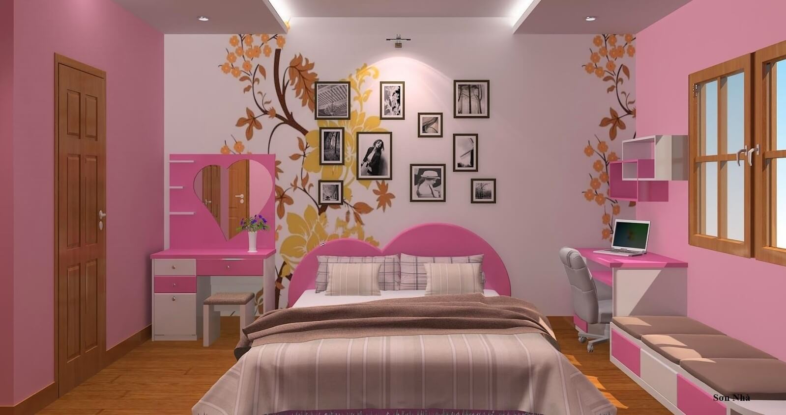Dịch vụ sơn phòng ngủ đẹp chuyên nghiệp với hoa văn ấn tượng