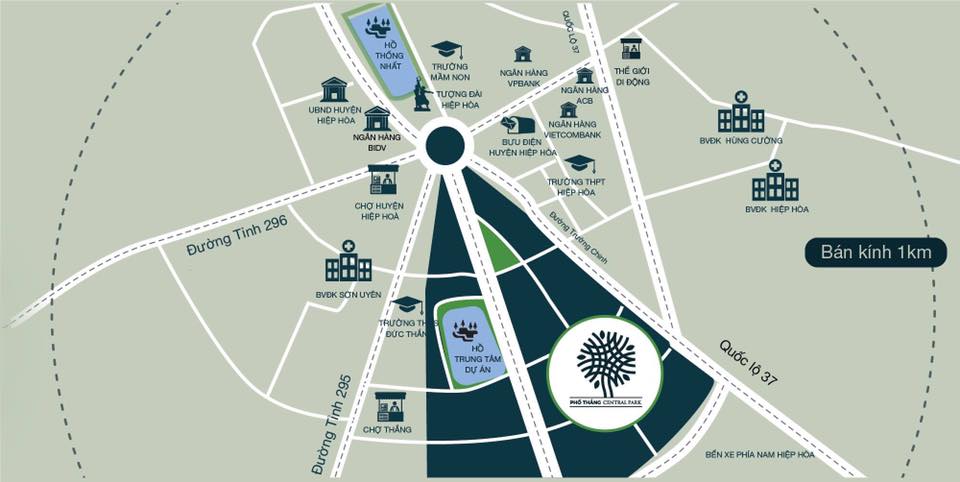 vị trí phố thắng central park hiệp hòa