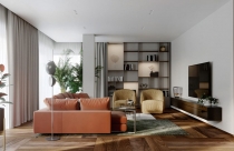 Căn hộ 160m2 đầy ấm áp với các điểm nhấn màu nâu, đỏ