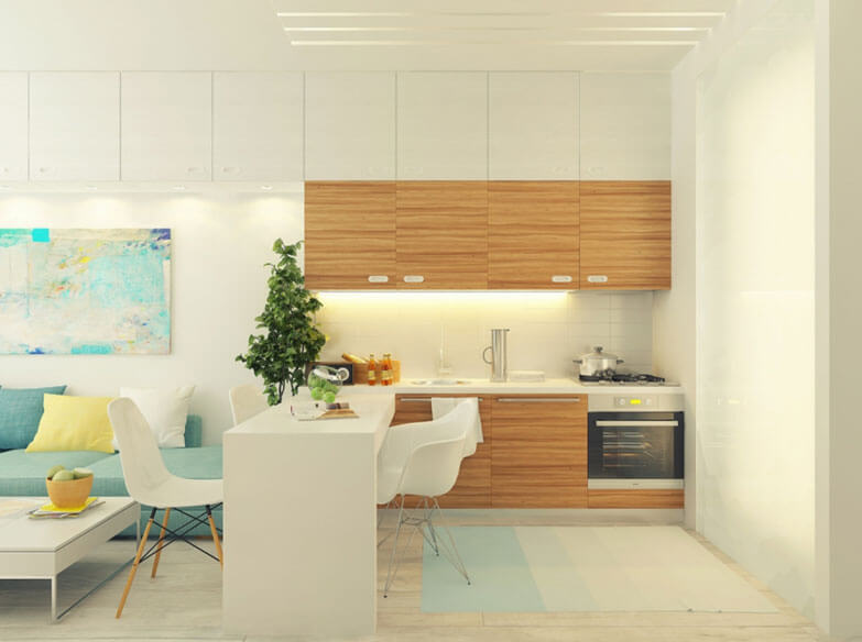 Mẫu cải tạo căn hộ đẹp yên bình với tông màu vàng nhạt