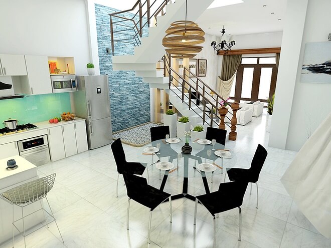 Sửa nhà ống 2 tầng không gian thoáng đãng hiện đại tại Hà Nội