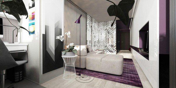 Thiết kế căn hộ 25m2 độc đáo với sắc tím