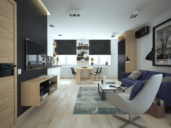 Sửa cải tạo căn hộ chung cư 51m2 một phòng ngủ đẹp sang trọng