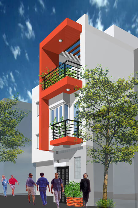Thiết kế nhà ống 3 tầng đẹp may mắn hơn với sắc đỏ