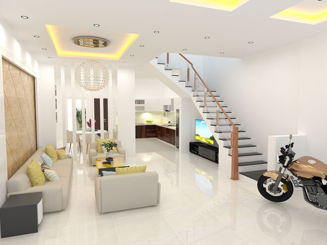Thiết kế nhà ống 2 tầng theo phong cách hiện đại